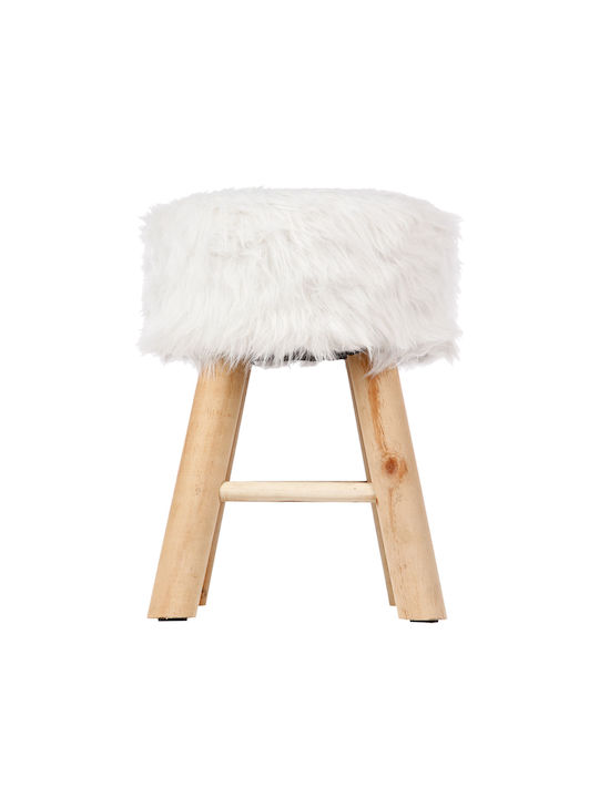 Stool For Living Room Wooden White 29.5x29.5x41.5cm