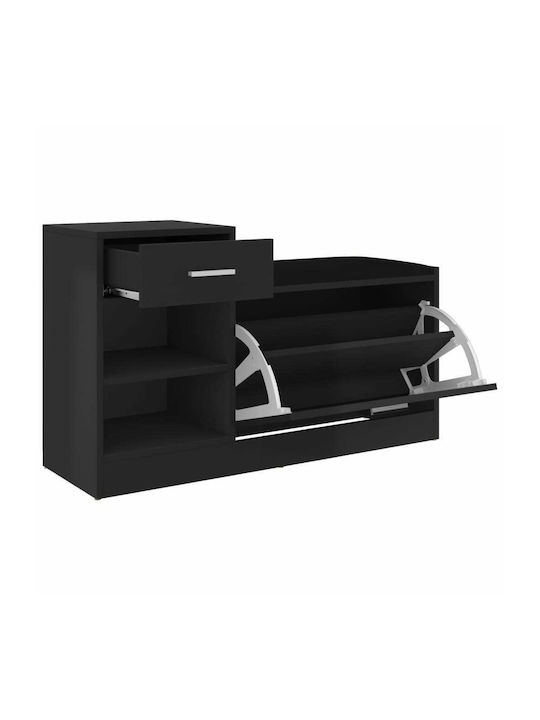 Wooden Shoe Organizer with 4 Shelves Black 94.5x31x57cm