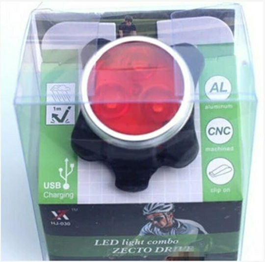 HJ-030 Rechargeable Rear Bicycle Light 3-LED 160LM