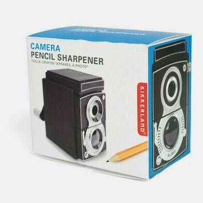 Kikkerland Plastic Pencil Sharpener Black Hand Crank Camera