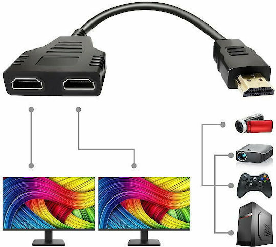Конвертор HDMI Мъжки към HDMI 2x Женски 1 Брой