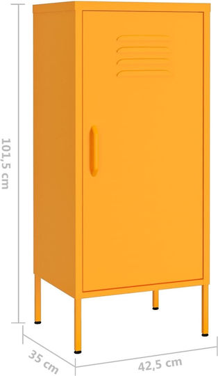 Single Door Wardrobe Metallic with 2 Shelves Mustard 42.5x35x101.5cm
