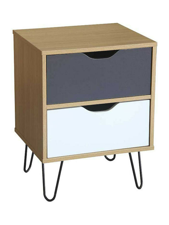 Bedside Table Artic Wooden Sonoma / Grey / White 45x39x59.5cm