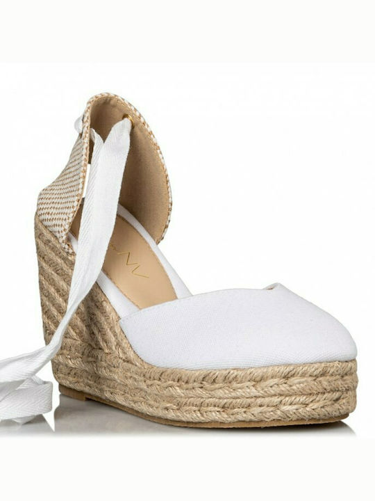 Envie Shoes Καλοκαιρινές Γυναικείες Πλατφόρμες σε Στυλ Εσπαντρίγιας Λευκές