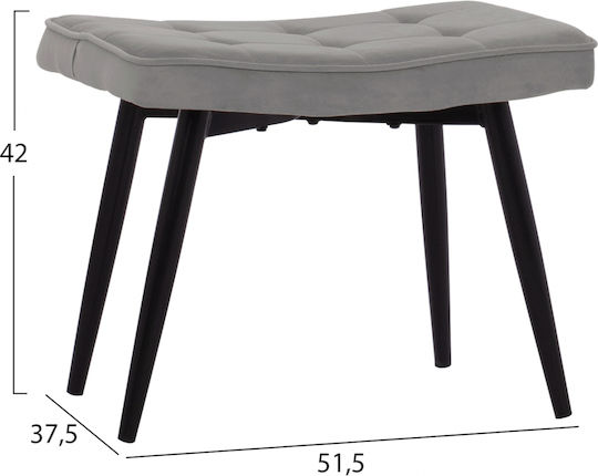 Crawley Μπερζέρα με Υποπόδιο Βελούδινη Γκρι 70x57x103cm