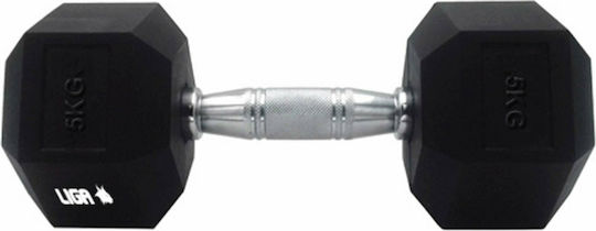 Liga Sport Hexagon Rubber Dumbbell Hexagon Rubber Dumbbell 1 x 5kg