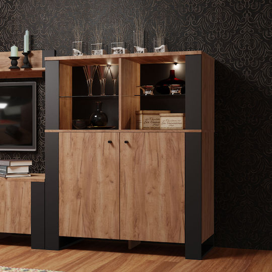 Μπουφές Old Wood Ξύλινος Χρυσός Δρύς - Μαύρο 106.2x44x128.5cm