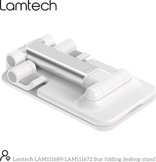 Lamtech 2in1 Folding Tablet Stand Desktop Until 10" White