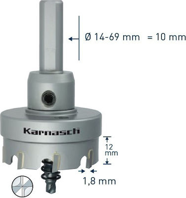 Karnasch Lochsäge Karbid mit Durchmesser 50mm für Metall und Kunststoff mit Führung