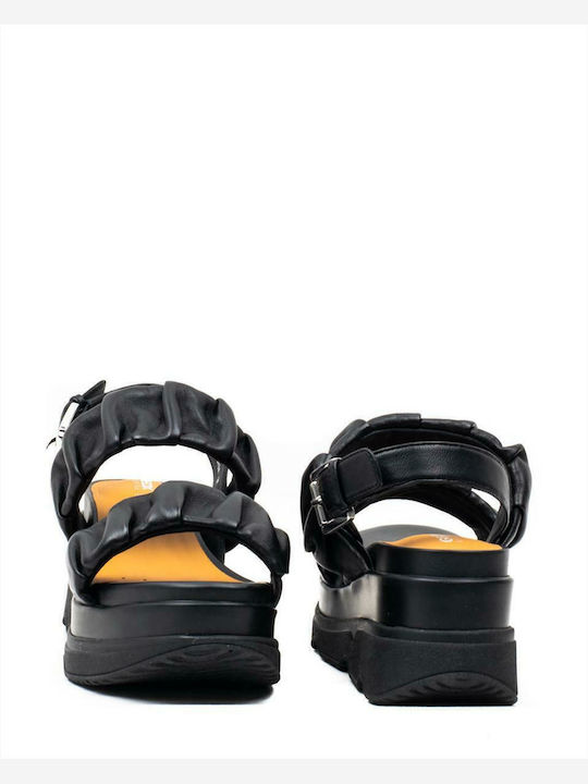 D Gardenia Anatomic Women's Leather Platform Shoes Black