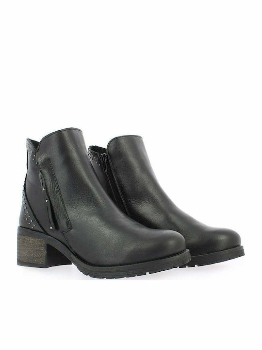 Alter Leder Stiefeletten Damen Schwarz