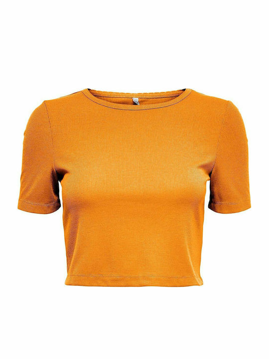 Γυναικείο Καλοκαιρινό Crop Top Κοντομάνικο Flame Orange