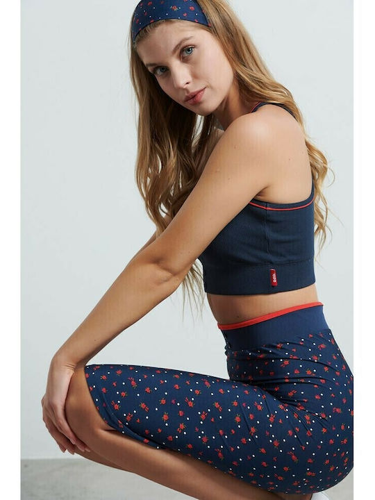 Grandma Pencil Ψηλόμεση Midi Φούστα Floral Navy Μπλε