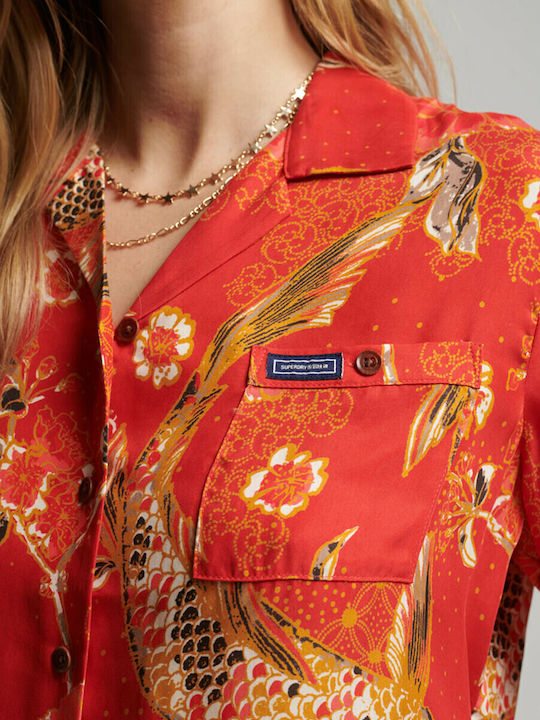 Vintage Resort Women's Short Sleeve Shirt Red