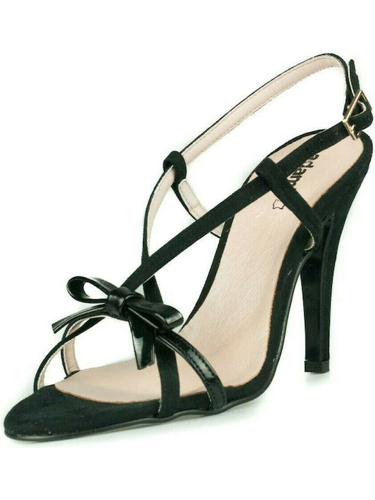 Adam's Shoes Women's Sandals Black with Thin High Heel