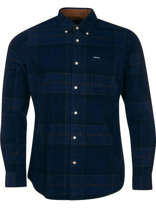Blair Long-sleeved Corduroy Shirt Checked Navy Blue