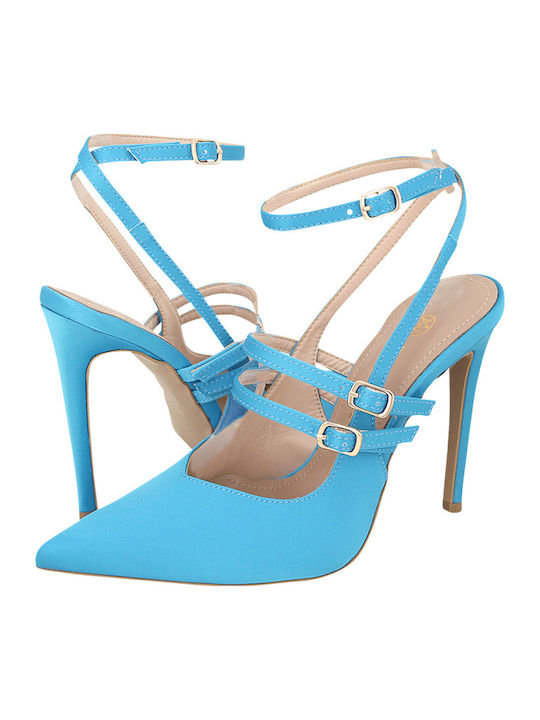 Pumps mit Stiletto-Absatz & Riemchen Blau