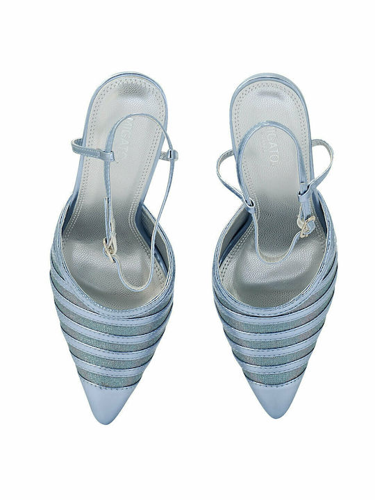 Spitze Zehe Pumps mit Absatzdicke Stiletto & Riemen Hellblaue