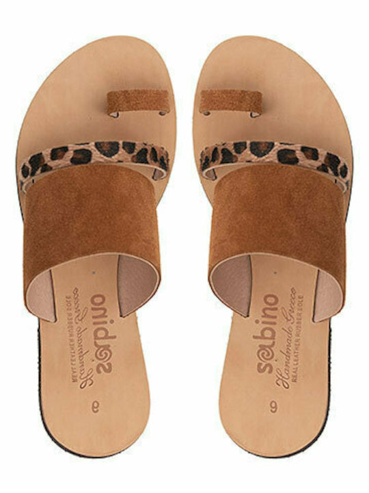 LEATHER SANDAL SNUFF BEAVER SABINO