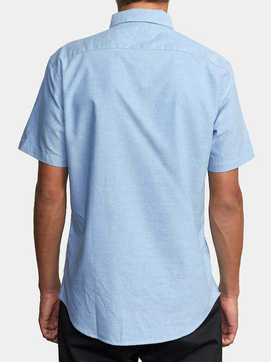 RVCA Men's Shirt Short Sleeve Light Blue