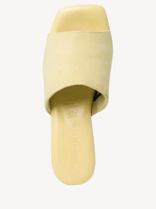 Suede Mules with Chunky High Heel Lemon