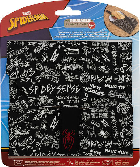 Stor Spiderman Σχολικό Τσαντάκι Φαγητού Χειρός 2lt Μαύρο Spiderman 35.5x35.5cm