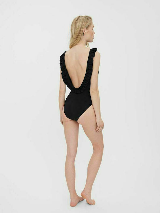 Vero Moda One-Piece Swimsuit with Open Back Black