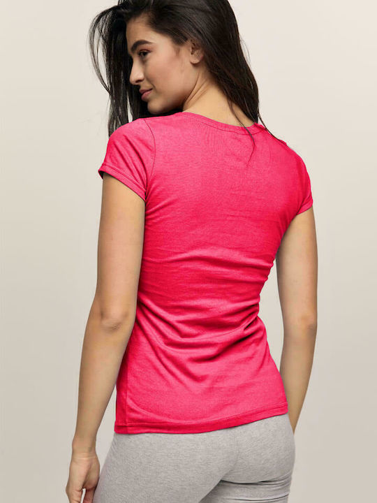 Bodymove Damen Sport T-Shirt mit V-Ausschnitt Fuchsie