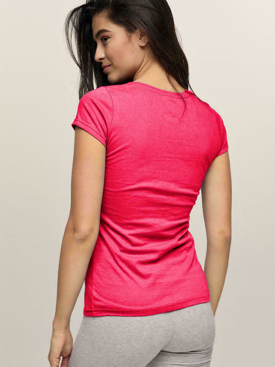 Bodymove Women's Athletic T-shirt with V Neckline Fuchsia