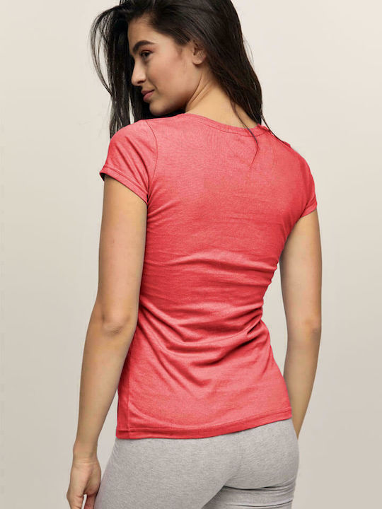 Bodymove -04 Women's Athletic T-shirt with V Neckline Pink