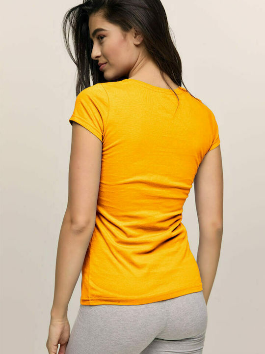 Bodymove Women's Athletic T-shirt with V Neck Yellow