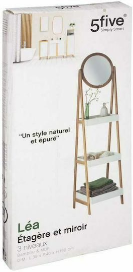 5Five JJA Επιδαπέδια Ραφιέρα Μπάνιου Bamboo με 3 Ράφια 40x39x160cm