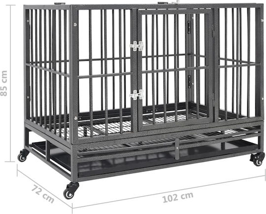 vidaXL Συρμάτινο Κλουβί Σκύλου Μαύρο 102x72x85cm