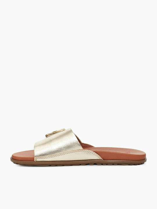 1125005 Leather Women's Flat Sandals Pale Gold Metallic