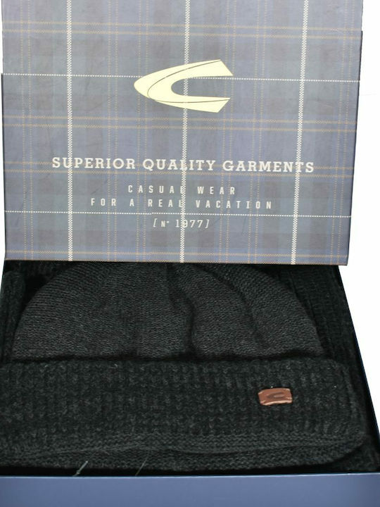 Set with Beanie Knitted in Black color