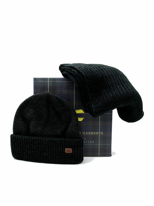Set with Beanie Knitted in Black color