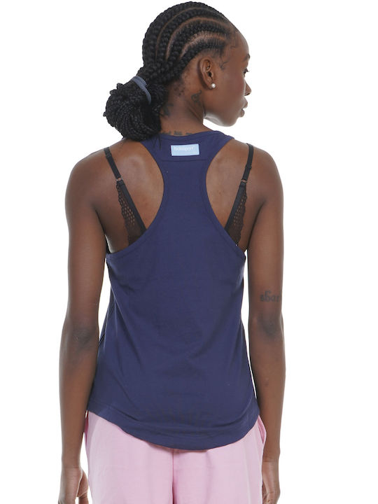 Body Action 041219 Women's Sport Cotton Blouse Sleeveless Navy Blue 041219-01