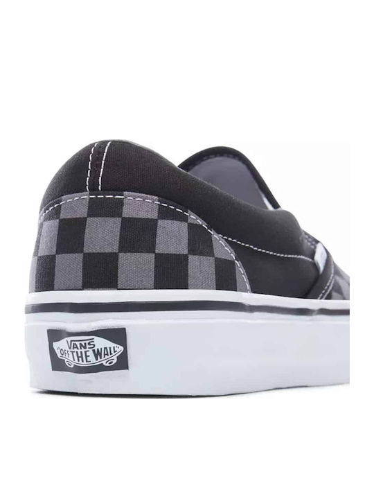 Checkerboard Classic Men's Canvas Slip-Ons Black/Pewter