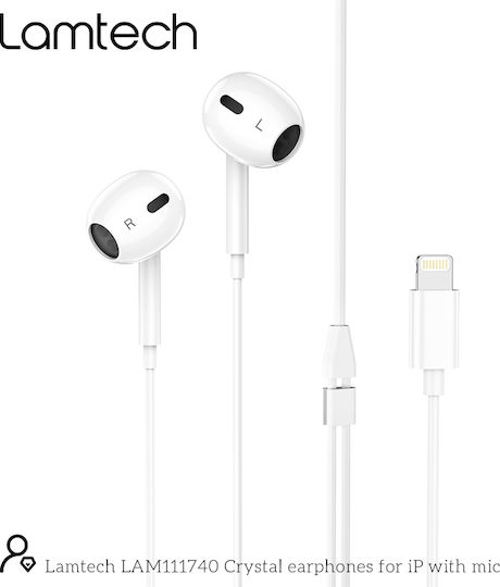 Lamtech LAM111740 Handsfree cu două căști cu mufă Lightning Alb