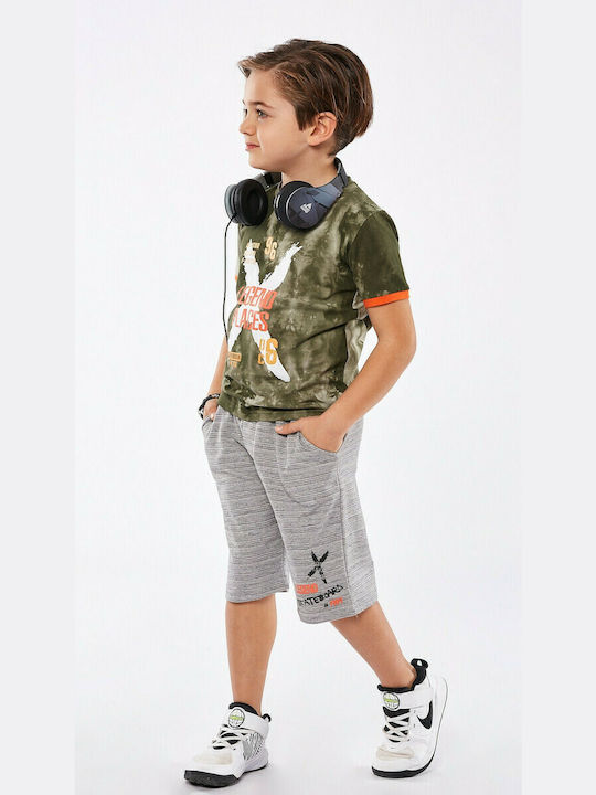 Hashtag Kids Set with Shorts Summer 2pcs Khaki