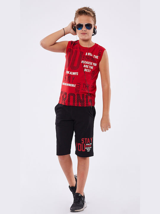 Hashtag Kinder Set mit Shorts Sommer 2Stück Rot