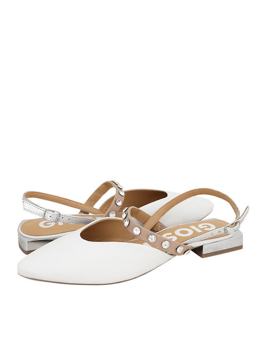 Pantofi balerini pentru femei Slingback Off White