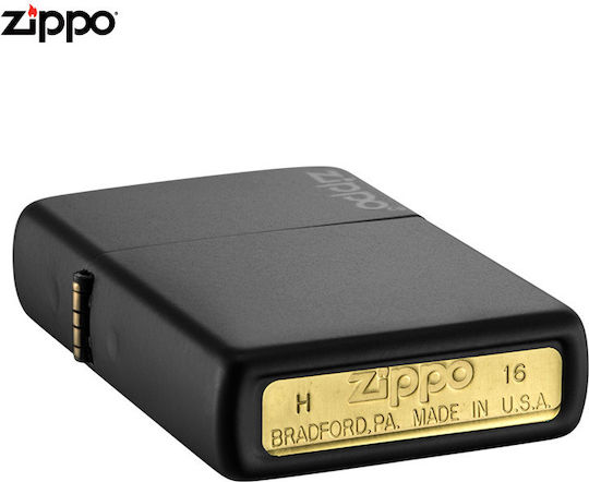 Zippo Classic Logo Windproof Flame Lighter Black Matte