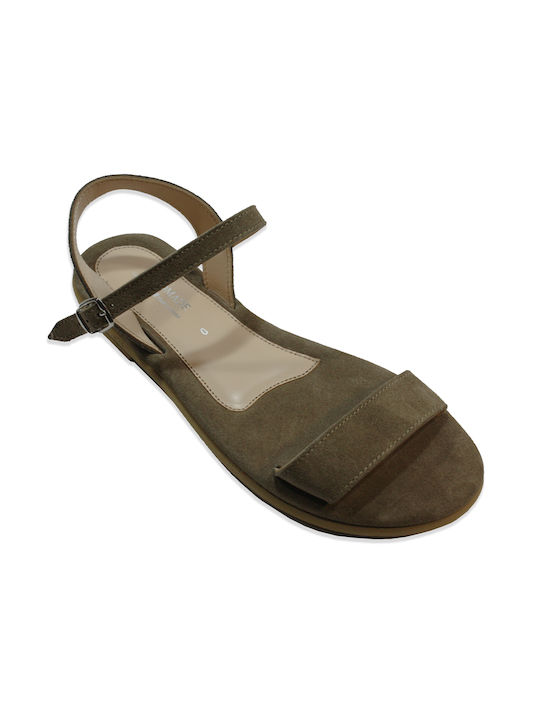 Women's leather sandals in cigar color