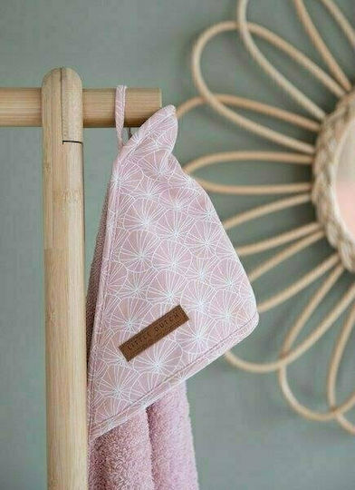Little Dutch Hooded Baby Bath Towel Lilly Leaves Pink