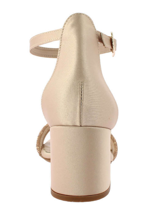 Fabric Sandals with Strass Nude