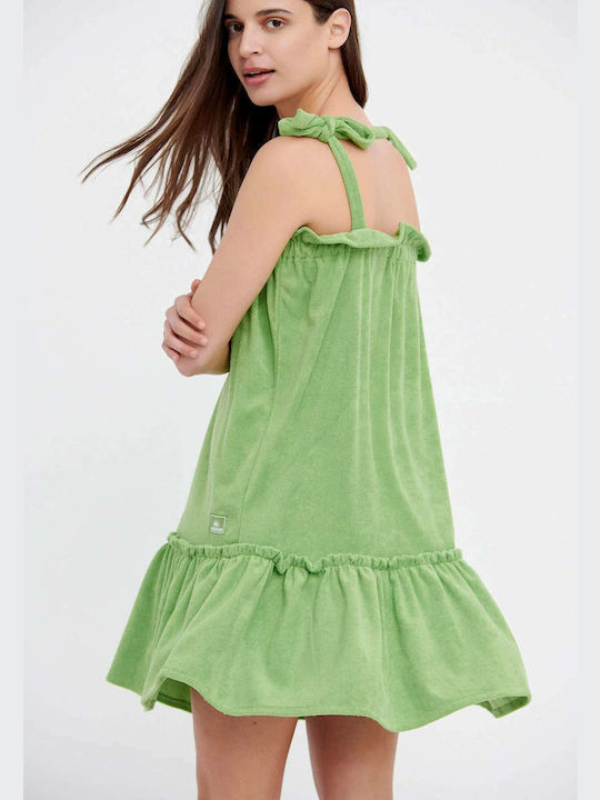 Funky Buddha Mini Καλοκαιρινό All Day Φόρεμα Βαμβακερό Πράσινο