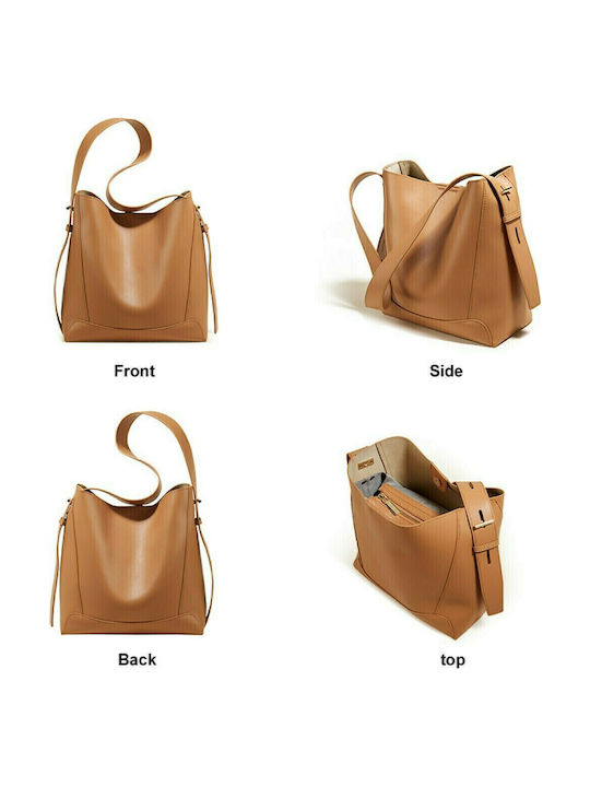 Leather Women's Bag Shopper Shoulder Brown