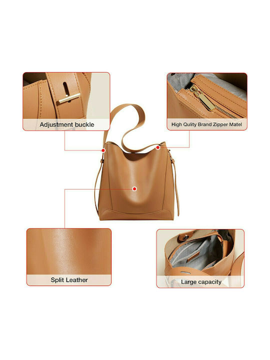 Leather Women's Bag Shopper Shoulder Brown
