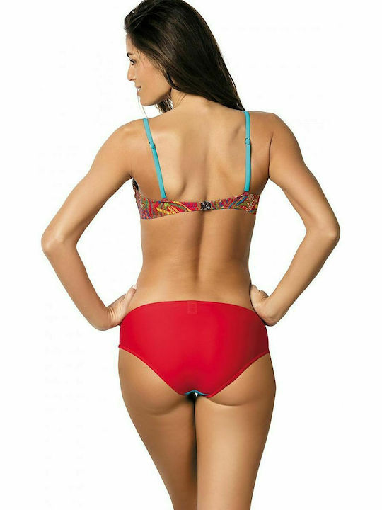 Marko Bikini Set Bra & Slip Bottom with Adjustable Straps Red Sky/Blue Green Floral